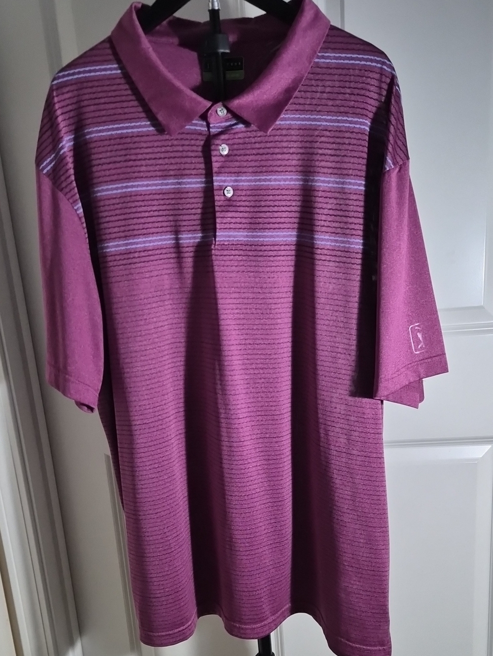 PGA Tour Men's Magenta Striped Polo 2XL